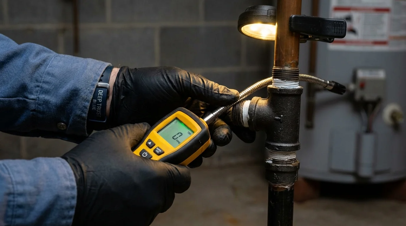 Gas leak detection with electronic sniffer by Johns Plumbing LLC in Roxboro